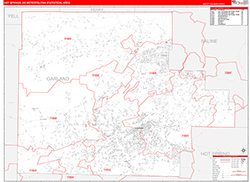 Hot Springs Metro Area Wall Map Red Line Style 2026